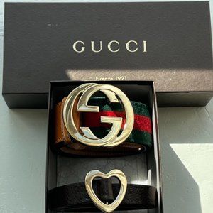 TWO AUTHENTIC GUCCI BELTS SZ 80CM & 90CM